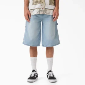 Pantalones cortos de mezclilla de carpintero desgastados y holgados, 13″