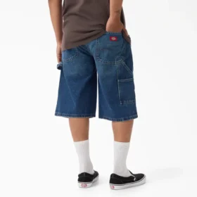 Pantalones cortos de mezclilla de carpintero desgastados y holgados, 13″