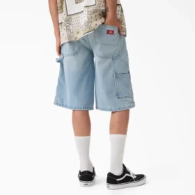 Pantalones cortos de mezclilla de carpintero desgastados y holgados, 13″