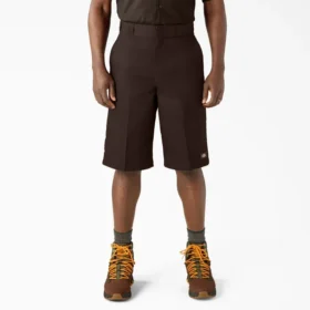 Pantalones cortos de trabajo de corte holgado y frente liso, 13″