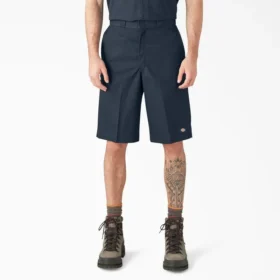 Pantalones cortos de trabajo de corte holgado y frente liso, 13″ Pantalones cortos de trabajo de corte holgado y frente liso, 13″
