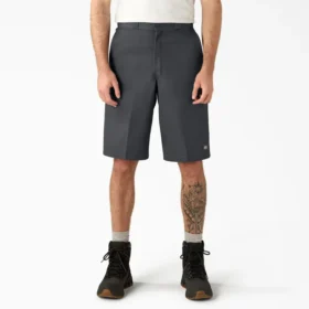 Pantalones cortos de trabajo de corte holgado y frente liso, 13″ Pantalones cortos de trabajo de corte holgado y frente liso, 13″