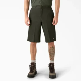 Pantalones cortos de trabajo de corte holgado y frente liso, 13″ Pantalones cortos de trabajo de corte holgado y frente liso, 13″