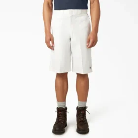 Pantalones cortos de trabajo de corte holgado y frente liso, 13″ Pantalones cortos de trabajo de corte holgado y frente liso, 13″