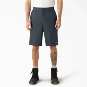 Pantalones cortos de trabajo de corte holgado y frente liso, 13″