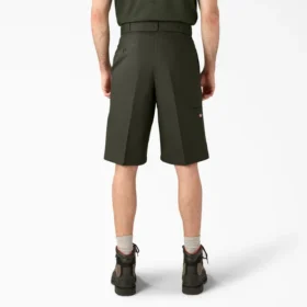 Pantalones cortos de trabajo de corte holgado y frente liso, 13″ Pantalones cortos de trabajo de corte holgado y frente liso, 13″