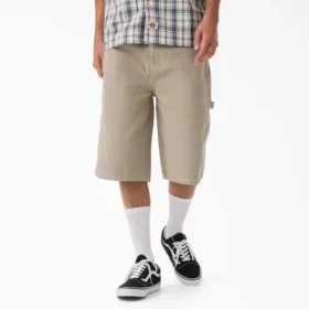 Pantalones cortos holgados de lona de carpintero desgastados, 13″
