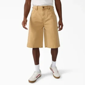 Pantalones cortos holgados de lona de carpintero desgastados, 13″