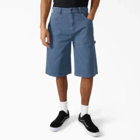 Pantalones cortos holgados de lona de carpintero desgastados, 13″