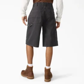 Pantalones cortos holgados de lona de carpintero desgastados, 13″