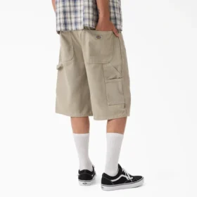 Pantalones cortos holgados de lona de carpintero desgastados, 13″