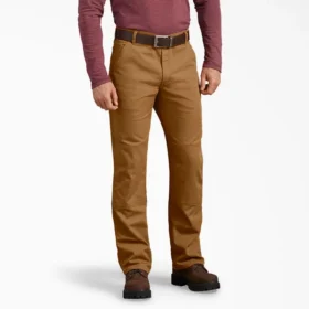 Pantalones de algodón de pato de corte regular con Double Knee