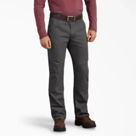 Pantalones de algodón de pato de corte regular con Double Knee