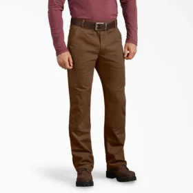 Pantalones de algodón de pato de corte regular con Double Knee