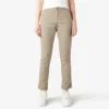 Pantalones de carpintero de corte recto ajustado con dobladillo enrollado para mujer