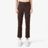 Pantalones de carpintero de corte recto ajustado con dobladillo enrollado para mujer