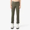 Pantalones de carpintero de corte recto ajustado con dobladillo enrollado para mujer