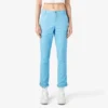 Pantalones de carpintero de corte recto ajustado con dobladillo enrollado para mujer