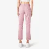 Pantalones de carpintero de corte recto ajustado con dobladillo enrollado para mujer