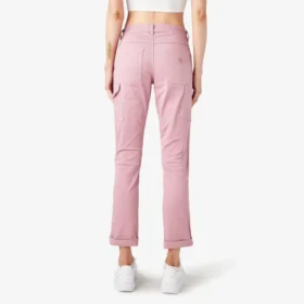 Pantalones de carpintero de corte recto ajustado con dobladillo enrollado para mujer