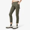 Pantalones de carpintero de corte recto ajustado con dobladillo enrollado para mujer
