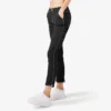 Pantalones de carpintero de corte recto ajustado con dobladillo enrollado para mujer