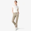 Pantalones de carpintero de corte recto ajustado con dobladillo enrollado para mujer