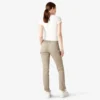 Pantalones de carpintero de corte recto ajustado con dobladillo enrollado para mujer
