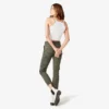 Pantalones de carpintero de corte recto ajustado con dobladillo enrollado para mujer
