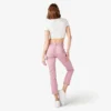 Pantalones de carpintero de corte recto ajustado con dobladillo enrollado para mujer