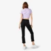 Pantalones de carpintero de corte recto ajustado con dobladillo enrollado para mujer