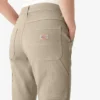Pantalones de carpintero de corte recto ajustado con dobladillo enrollado para mujer