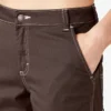 Pantalones de carpintero de corte recto ajustado con dobladillo enrollado para mujer