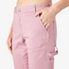 Pantalones de carpintero de corte recto ajustado con dobladillo enrollado para mujer