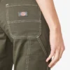 Pantalones de carpintero de corte recto ajustado con dobladillo enrollado para mujer