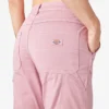 Pantalones de carpintero de corte recto ajustado con dobladillo enrollado para mujer