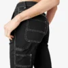 Pantalones de carpintero de corte recto ajustado con dobladillo enrollado para mujer