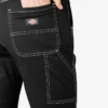 Pantalones de carpintero de corte recto ajustado con dobladillo enrollado para mujer