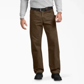 Pantalones de carpintero de lona de pato lijada de corte holgado