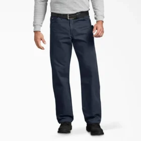 Pantalones de carpintero de lona de pato lijada de corte holgado