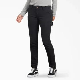 Pantalones de carpintero de lona para mujer, corte ajustado y elástico