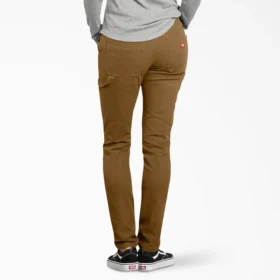 Pantalones de carpintero de lona para mujer, corte ajustado y elástico