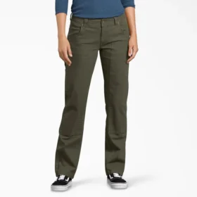Pantalones de carpintero de lona para mujer, corte holgado y elástico