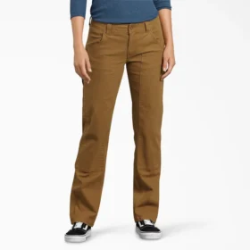 Pantalones de carpintero de lona para mujer, corte holgado y elástico