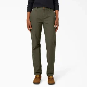 Pantalones de carpintero de mujer de corte recto holgado y elástico