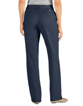 Pantalones de mujer de corte holgado, pierna recta y pliegues en la parte delantera